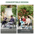 Outsunny Convertable 3-Seater Wood Bench Table Garden w/ Armrests Grey