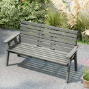 Outsunny Convertable 3-Seater Wood Bench Table Garden w/ Armrests Grey