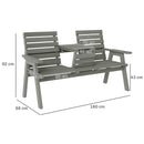 Outsunny Convertable 3-Seater Wood Bench Table Garden w/ Armrests Grey