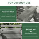 Outsunny Convertable 3-Seater Wood Bench Table Garden w/ Armrests Grey