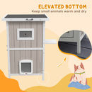 PawHut Outdoor Wooden Cat House w/ Removable Bottom, Escape Doors, for 1-2 Cats