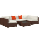 Outsunny 7PC Rattan Garden Furniture Set Coffee Table Buckle Structure, Brown