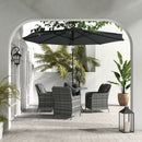 Outsunny Luxury Rattan Garden Dining Set W/ Parasol, Cushions, Mixed Grey