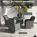 Outsunny Luxury Rattan Garden Dining Set W/ Parasol, Cushions, Mixed Grey