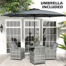 Outsunny Luxury Rattan Garden Dining Set W/ Parasol, Cushions, Mixed Grey