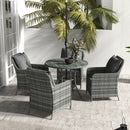 Outsunny Luxury Rattan Garden Dining Set W/ Parasol, Cushions, Mixed Grey