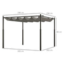 Outsunny 3 x 3(m) Pergola with Retractable Roof, 80mm Metal Column