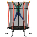 HOMCOM 5.4FT Kids Red Trampoline With Enclosure Indoor Outdoor For 3-10 Years
