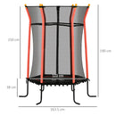 HOMCOM 5.4FT Kids Red Trampoline With Enclosure Indoor Outdoor For 3-10 Years