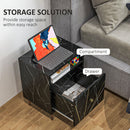 HOMCOM Modern Bedside Table with Drawer and Open Shelf Black Marble Effect