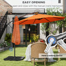 Outsunny 3(m) Banana Parasol Cantilever Umbrella Garden w/ Base Weights