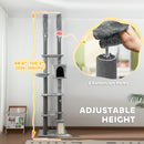 PawHut 225-255cmH Floor-to-Ceiling Cat Tree for Indoor Cats w/ Condo Ramp