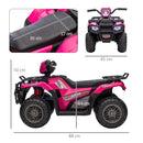 HOMCOM 12V Kids Quad Bike for Ages 3-5 Years - Pink