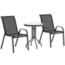 Outsunny Garden Bistro Set, Small Garden Set w/ Stackable Chairs