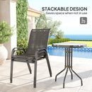 Outsunny Garden Bistro Set, Small Garden Set w/ Stackable Chairs