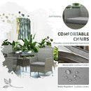 Outsunny Rattan Outdoor Dining Table and Chairs for 4, Light Grey