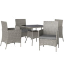 Outsunny Rattan Outdoor Dining Table and Chairs for 4, Light Grey