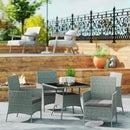 Outsunny Rattan Outdoor Dining Table and Chairs for 4, Light Grey