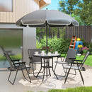 Outsunny 6 Pieces Garden Furniture Set with Parasol, Folding Chairs, Grey