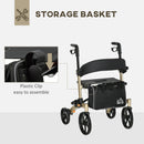 HOMCOM Folding Rollator, 4 Wheeled Aluminum Mobility Walker With Seat And Bag