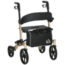 HOMCOM Folding Rollator, 4 Wheeled Aluminum Mobility Walker With Seat And Bag