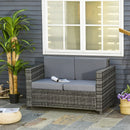 Outsunny Rattan Sofa 2 Seater - Grey