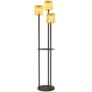 Outsunny 3-Light Solar Rattan Floor Lamp with Shelf, Auto On/Off, Yellow