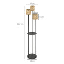Outsunny 3-Light Solar Rattan Floor Lamp with Shelf, Auto On/Off, Yellow