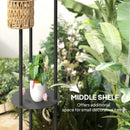 Outsunny 3-Light Solar Rattan Floor Lamp with Shelf, Auto On/Off, Yellow