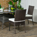 Outsunny 4 PCs Rattan Garden Chairs with Cushion, Wicker Dining Chairs, Brown