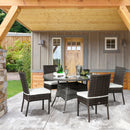 Outsunny 4 PCs Rattan Garden Chairs with Cushion, Wicker Dining Chairs, Brown