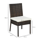 Outsunny 4 PCs Rattan Garden Chairs with Cushion, Wicker Dining Chairs, Brown