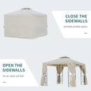 Outsunny Metal Gazebo with Curtains 3 x 3m - Beige