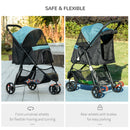 PawHut Dog Stroller for XS Dogs, S Dogs, Cats with Rain Cover
