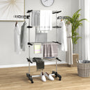 HOMCOM 4-Tier Large Clothes Airer Stainless Steel Clothes Drying Rack Black