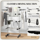 HOMCOM 4-Tier Large Clothes Airer Stainless Steel Clothes Drying Rack Black