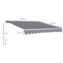 Outsunny Wall Mounted Sun Shade 2.95 x 2.5m - Grey