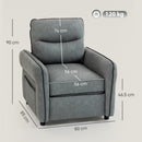 HOMCOM Armchair, Faux Leather Accent Chair with Thicken Cushion, Grey