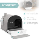 PawHut Cat Litter Box Kitten Litter Tray w/ Lid, Scoop, Filter, Flap Door, Grey