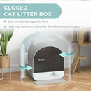 PawHut Cat Litter Box Kitten Litter Tray w/ Lid, Scoop, Filter, Flap Door, Grey