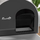 PawHut Cat Litter Box Kitten Litter Tray w/ Lid, Scoop, Filter, Flap Door, Grey