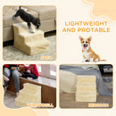 PawHut Three-Step Portable Dog Stairs with Washable Plush Cover, for Small Pets