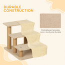 PawHut Three-Step Portable Dog Stairs with Washable Plush Cover, for Small Pets