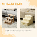 PawHut Three-Step Portable Dog Stairs with Washable Plush Cover, for Small Pets