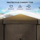 Outsunny 3 x 3(m) Hexagon Pop Up Gazebo with 5 Sides, Netting, Brown