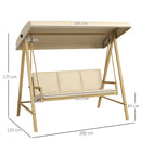 Outsunny 3 Seater Garden Swing Chair with Adjustable Canopy and Cushions