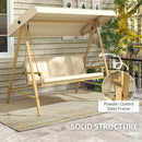 Outsunny 3 Seater Garden Swing Chair with Adjustable Canopy and Cushions