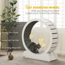 PawHut Cat Treadmill, 39.4 Inch Wooden Cat Running Wheel With Brake, White