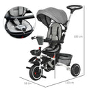 HOMCOM Multifunctional Children's Tricycle -  Grey