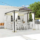 Outsunny Pergola with Retractable Roof and Netting - Khaki